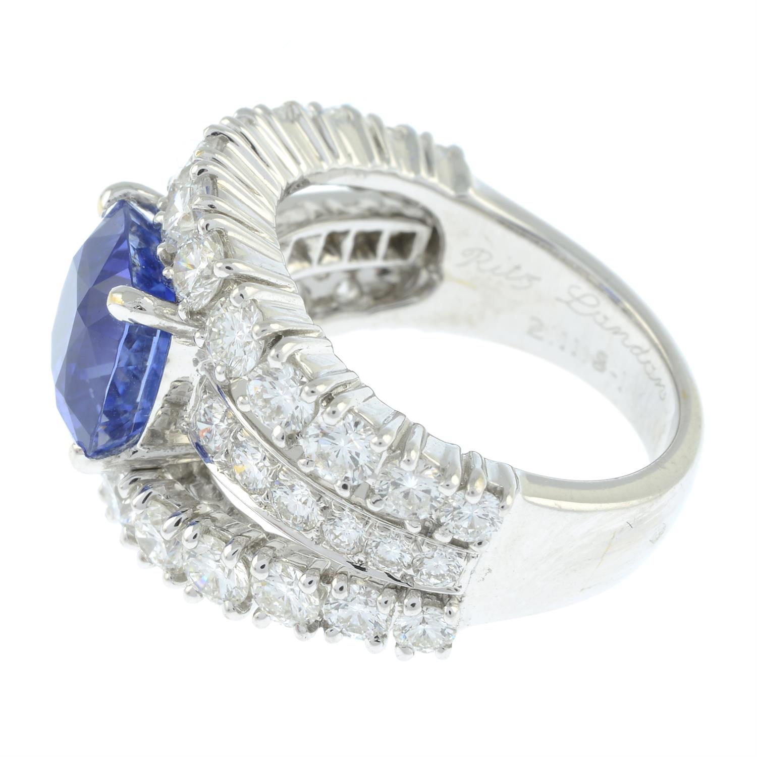 An 18ct gold no-heat sapphire and brilliant-cut diamond dress ring, by Ritz Fine Jewellery. - Image 3 of 8