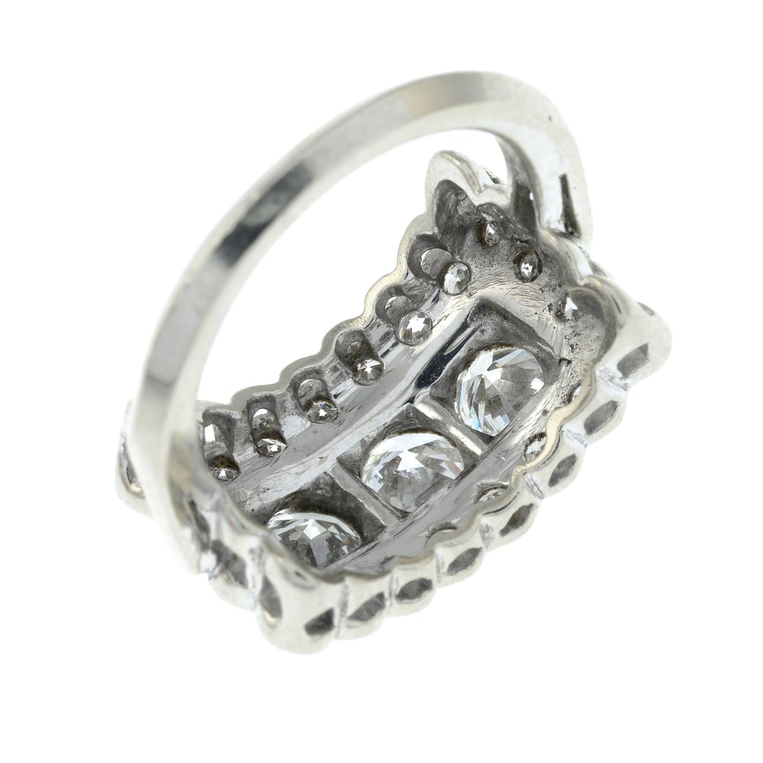 A brilliant-cut diamond three-stone ring, with single-cut diamond shared surround. - Image 5 of 6