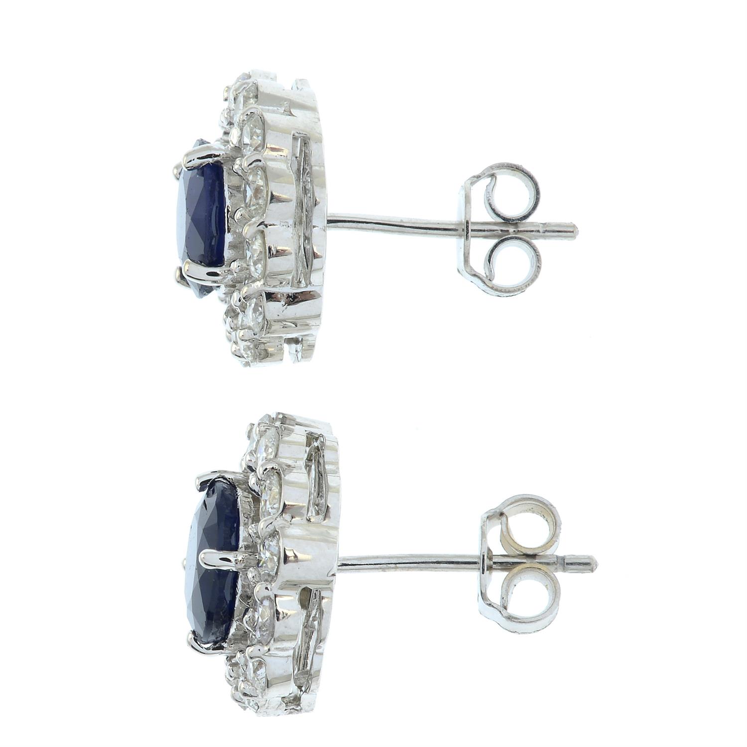 A pair of sapphire and brilliant-cut diamond earrings. - Image 4 of 4