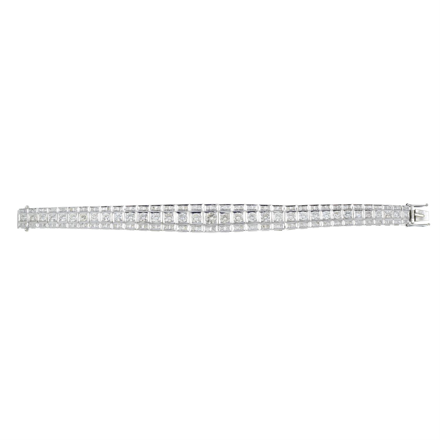 A graduated brilliant-cut diamond line bracelet, with single-cut diamond line sides. - Image 3 of 5