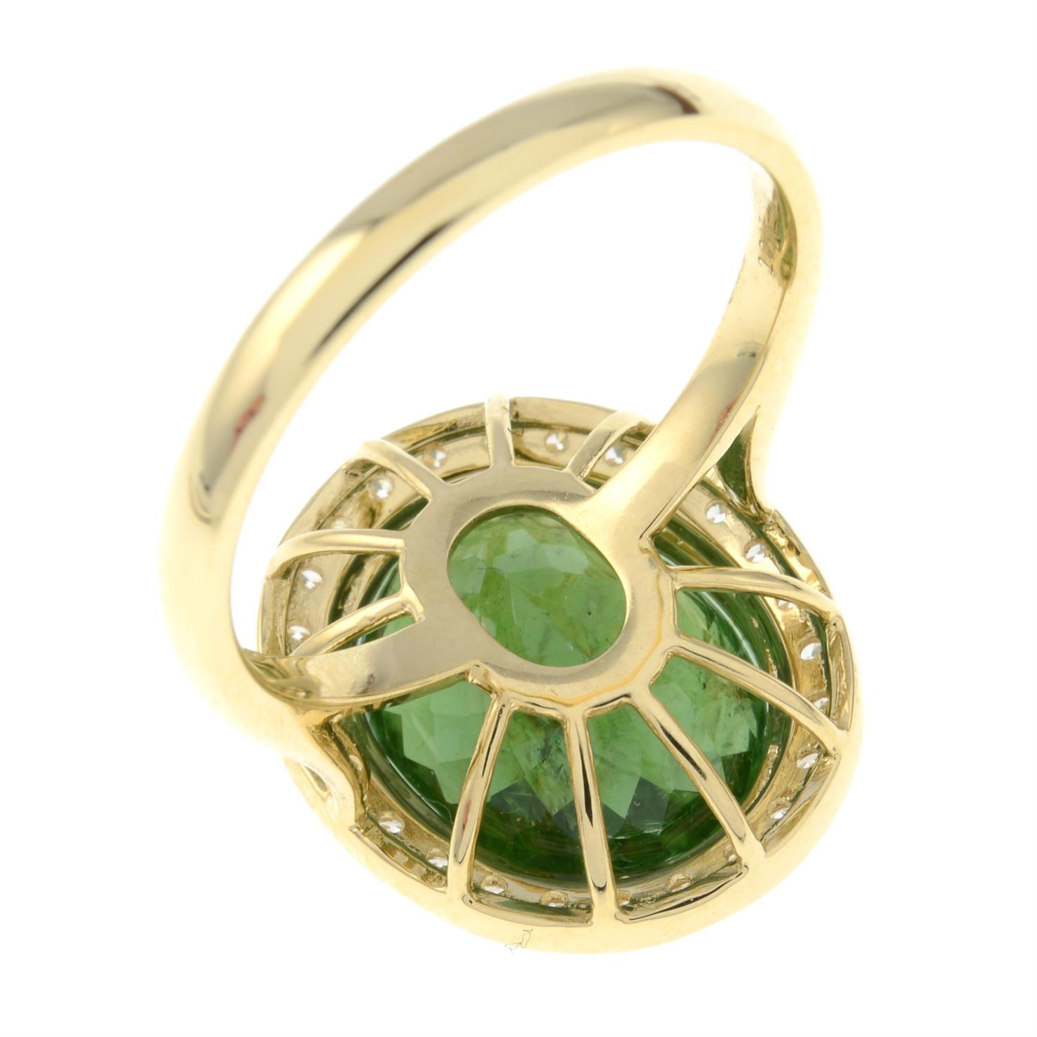 A green tourmaline and brilliant-cut diamond cluster ring. - Image 5 of 6
