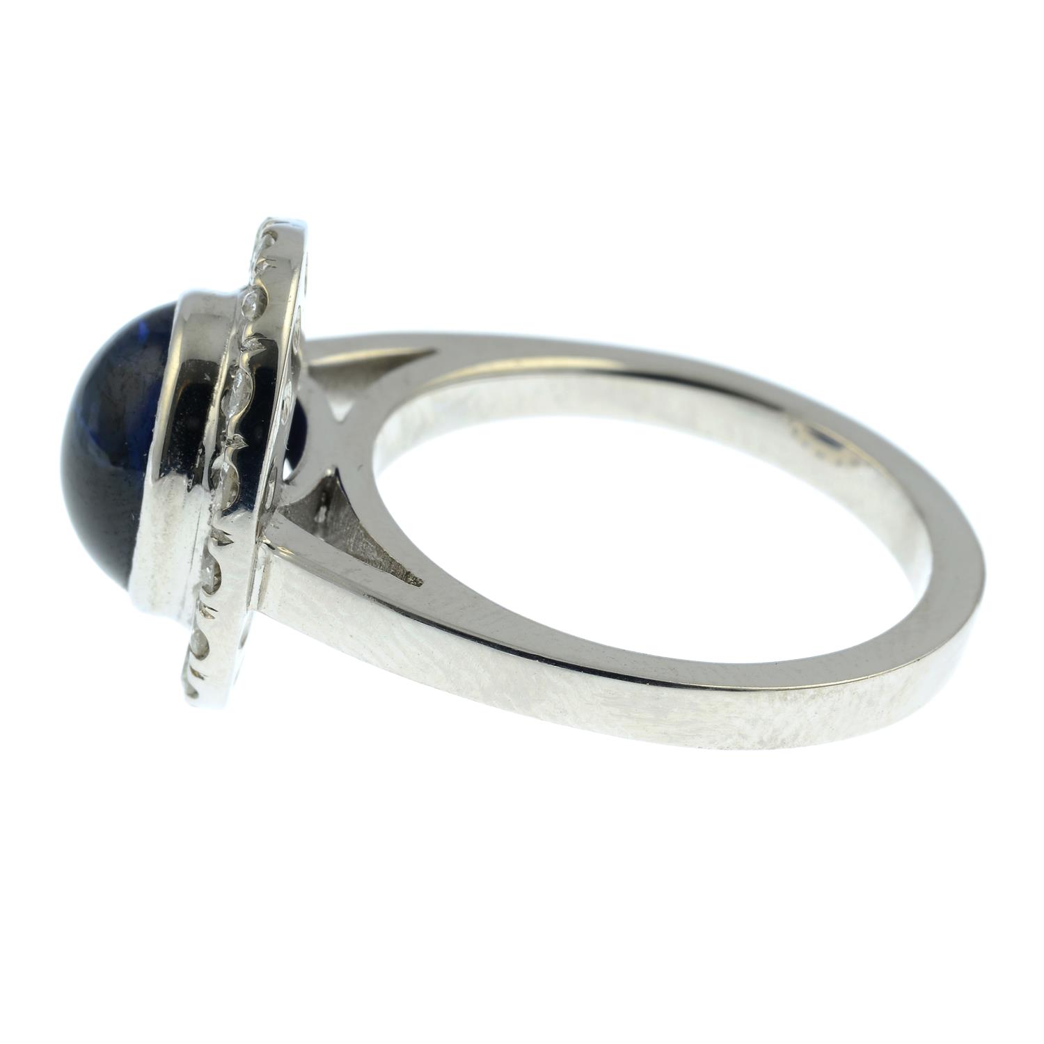 An 18ct gold sapphire cabochon and brilliant-cut diamond ring. - Image 3 of 6