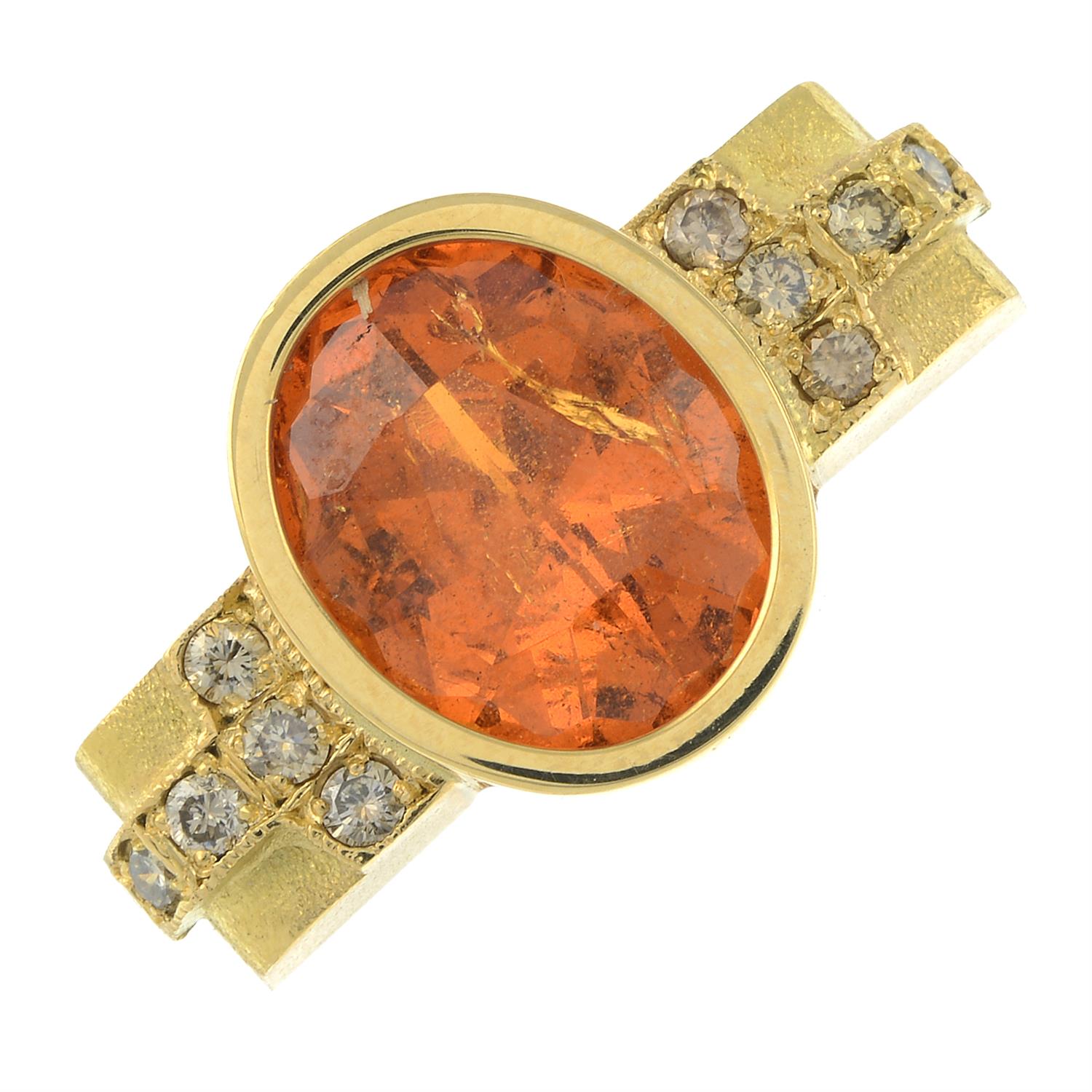 A spessartine garnet and 'brown' diamond ring, by Erwin Springbrunn. - Image 2 of 6