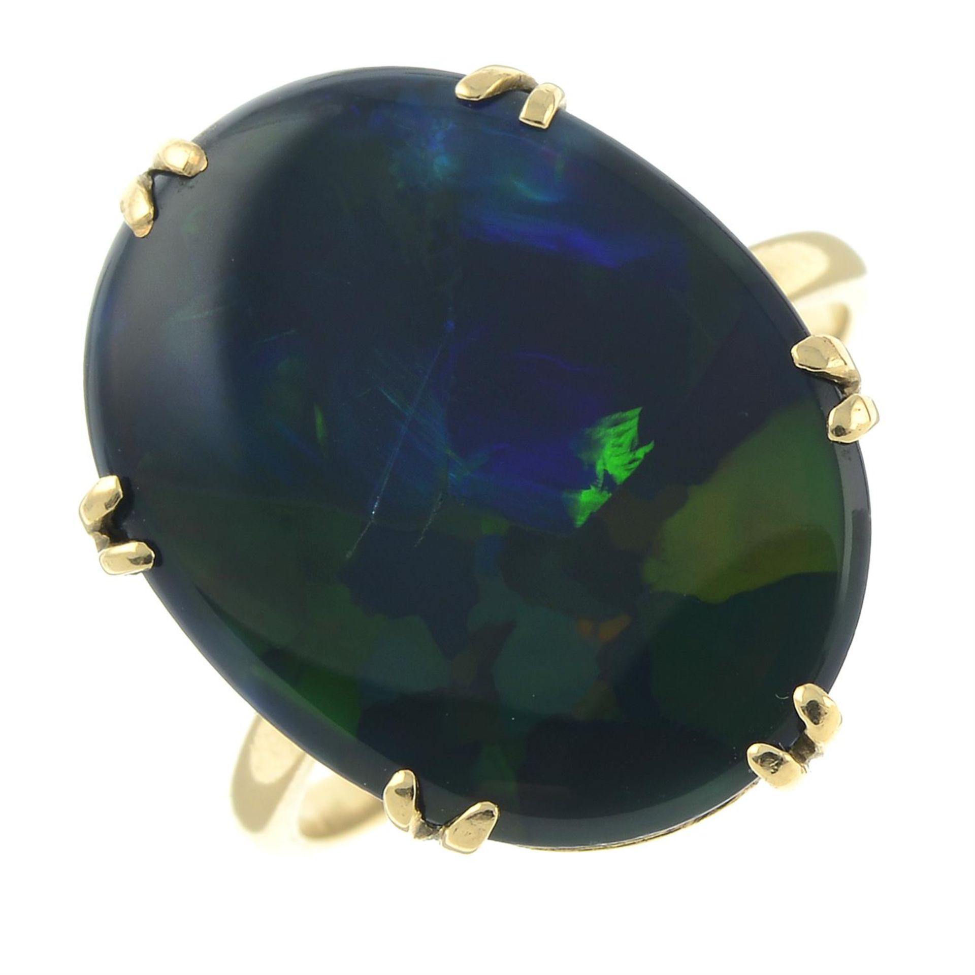A black opal single-stone ring. - Image 2 of 6