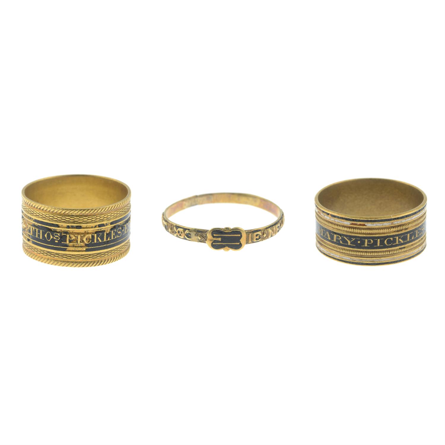 A collection of sixty-three Georgian and William IV gold and enamel mourning rings. - Image 12 of 16