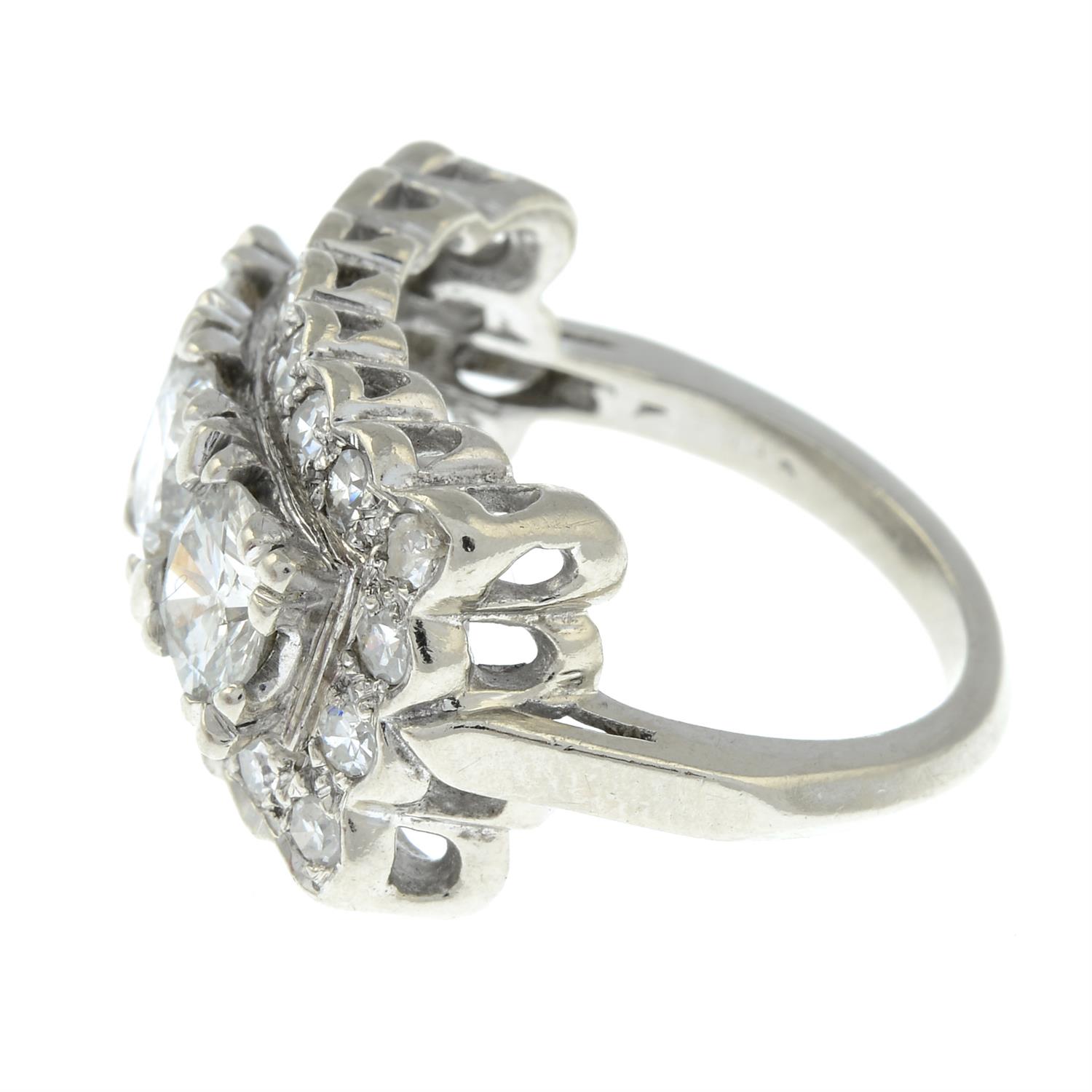 A brilliant-cut diamond three-stone ring, with single-cut diamond shared surround. - Image 3 of 6