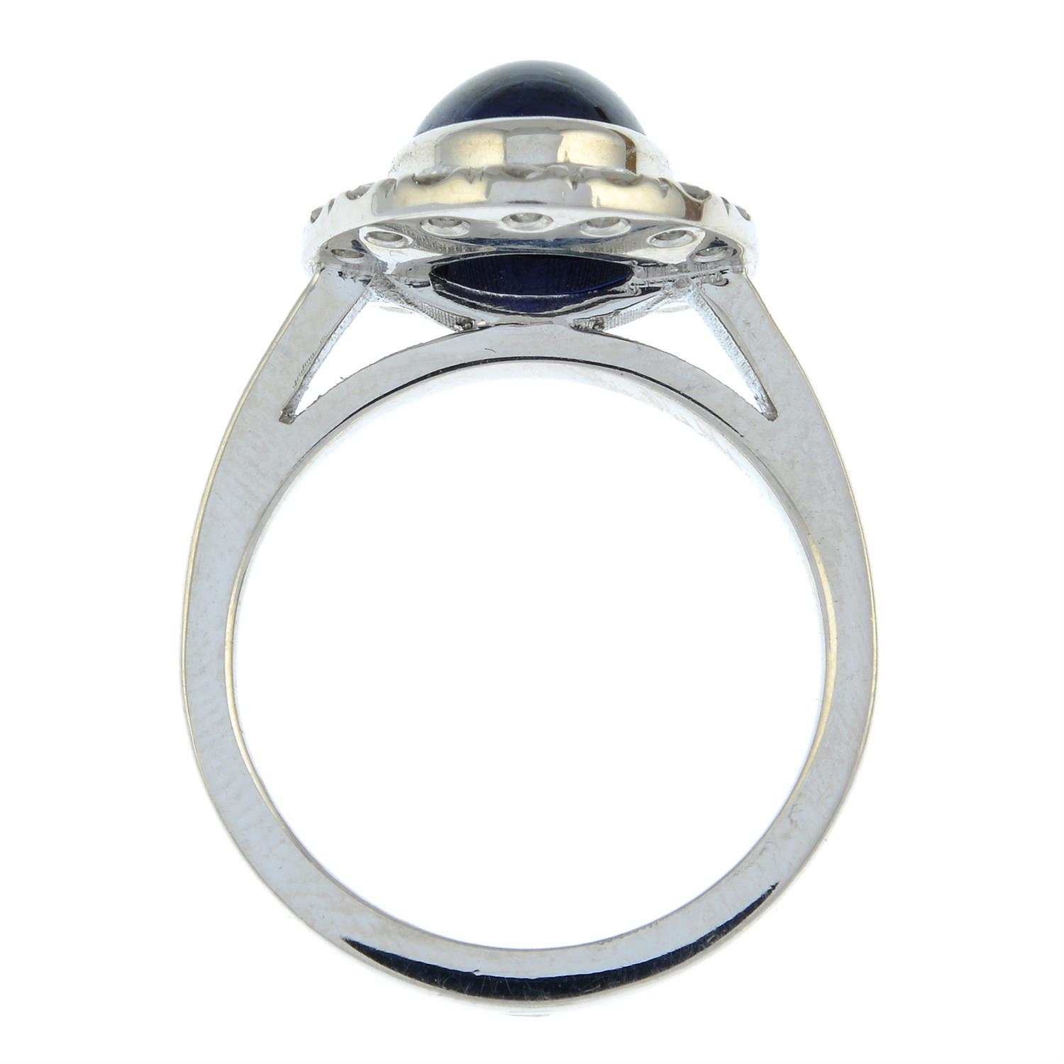 An 18ct gold sapphire cabochon and brilliant-cut diamond ring. - Image 5 of 6