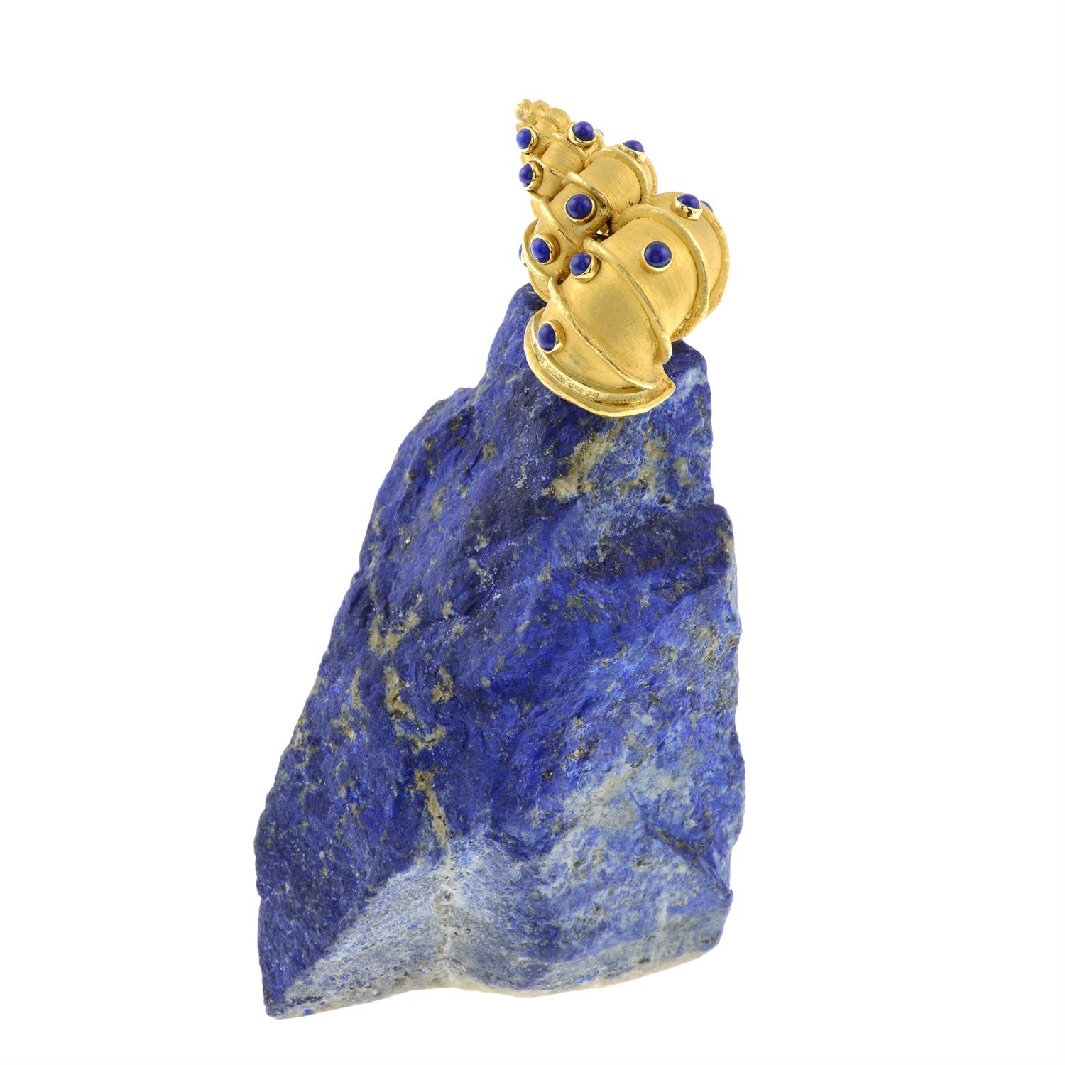 An 18ct gold lapis lazuli 'Supershells' objet d'art, of a snail atop an outcrop, by Grima. - Image 2 of 10