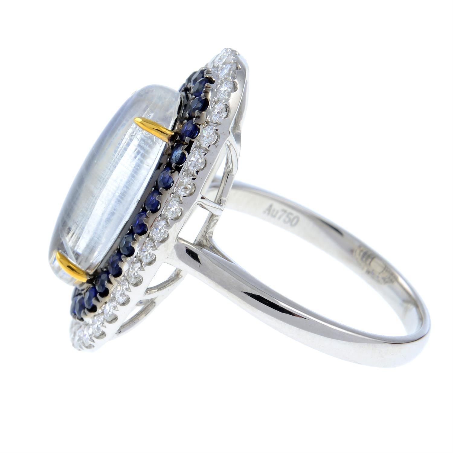 A moonstone, sapphire and diamond ring. - Image 3 of 6