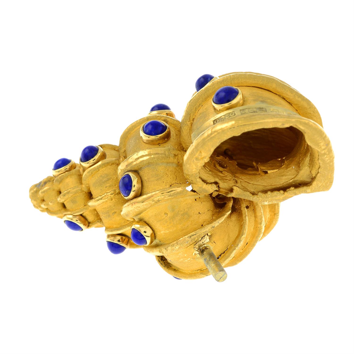 An 18ct gold lapis lazuli 'Supershells' objet d'art, of a snail atop an outcrop, by Grima. - Image 9 of 10