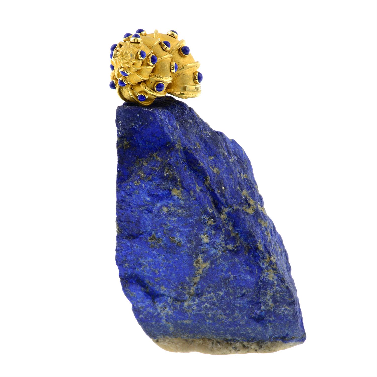 An 18ct gold lapis lazuli 'Supershells' objet d'art, of a snail atop an outcrop, by Grima. - Image 5 of 10