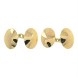 A pair of 9ct gold cufflinks.