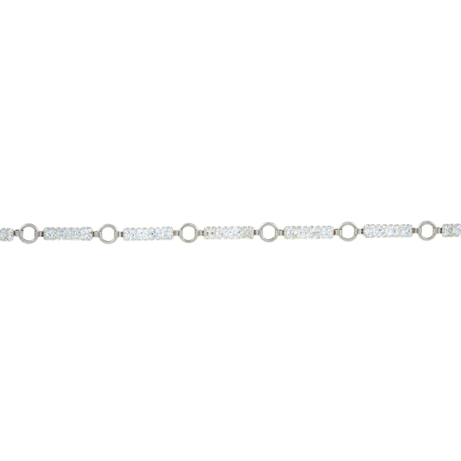 A 9ct gold cubic zirconia bracelet.