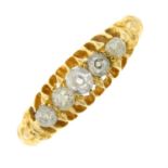 An Edwardian 18ct gold old-cut diamond five-stone ring.