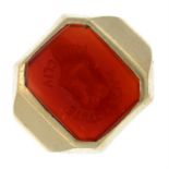 A carnelian intaglio ring.