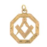 An early 20th century 9ct gold openwork masonic pendant.