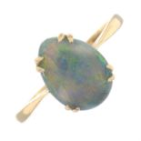 A mid 20th century 9ct gold opal cabochon single-stone ring.