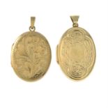 Two 9ct gold oval-shape lockets.