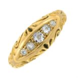 An early 20th centruy 18ct gold old-cut diamond five-stone ring.