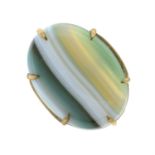 A green agate single-stone ring.