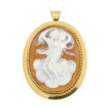 A mid 20th century 9ct gold cameo brooch.