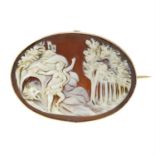 A late 19th century 9ct gold cameo brooch, possibly depicting Andromeda