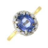 A sapphire and single-cut diamond cluster ring.