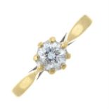 An 18ct gold brilliant-cut diamond single-stone ring.