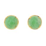 A pair of jadeite stud earrings.