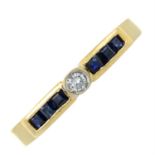 An 18ct gold brilliant-cut diamond and sapphire ring.