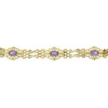 An 9ct gold amethyst bracelet.