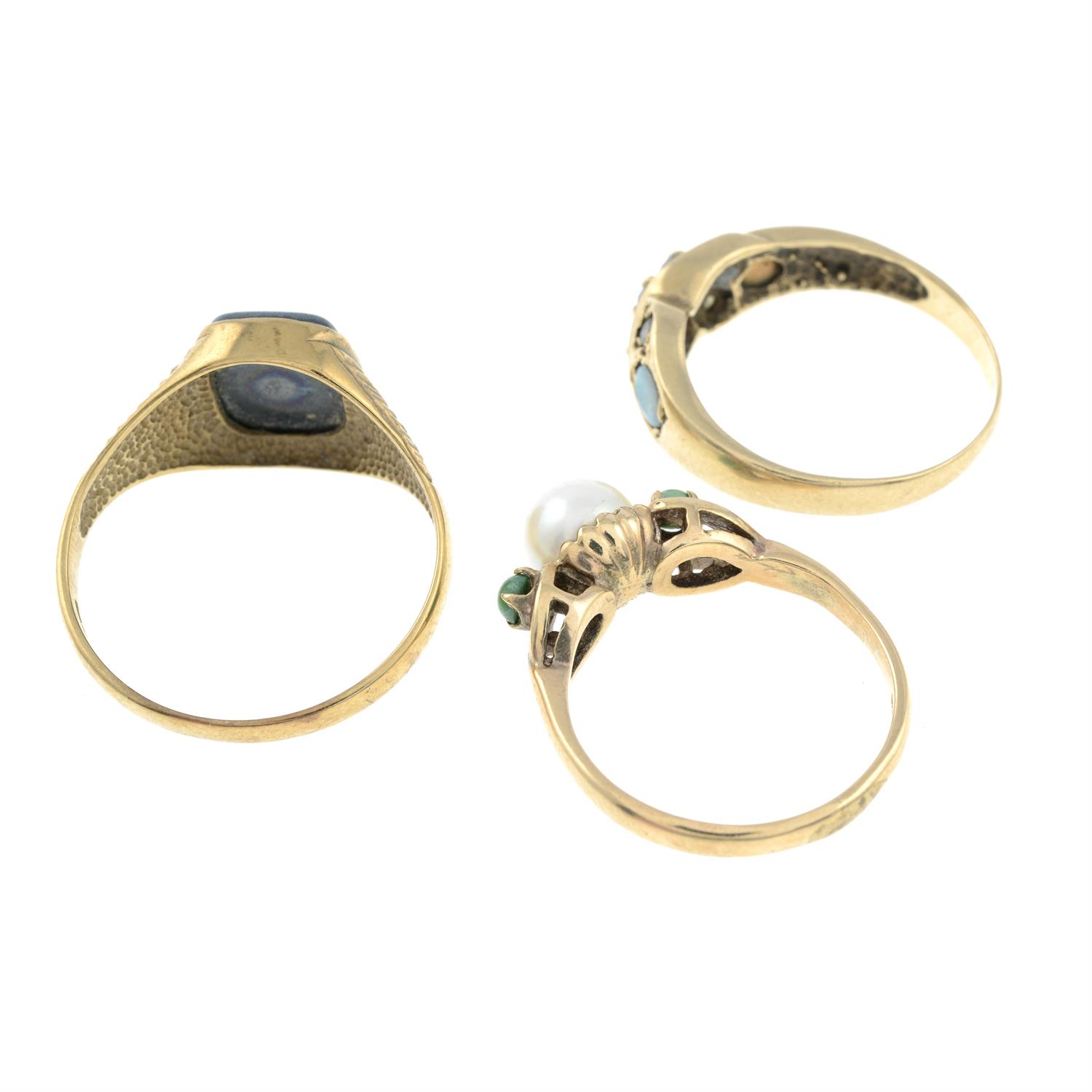 Three 9ct gold gem-set rings. - Image 4 of 4