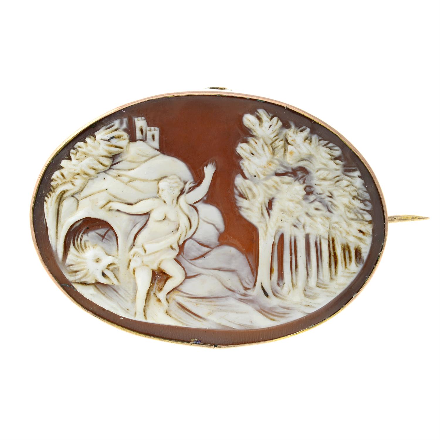 A late 19th century 9ct gold cameo brooch, possibly depicting Andromeda - Image 3 of 4