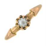 An Edwardian 9ct gold seed pearl single-stone ring.