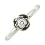 A platinum brilliant-cut diamond stylised rose ring.