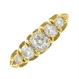 An early 20th century gold old-cut diamond five-stone ring.