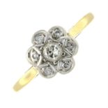 A 1960s 18ct gold diamond cluster ring.