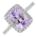 An 18ct gold kunzite and diamond dress ring.