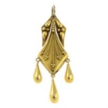 A late 19th century gold pendant, with cannetille and bead motif.