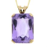 An amethyst pendant, with 9ct gold chain.