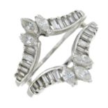 A vari-cut diamond double chevron ring.