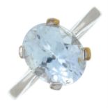 A 9ct gold blue topaz single-stone ring.