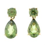 Two pairs of 9ct gold gem-set earrings.