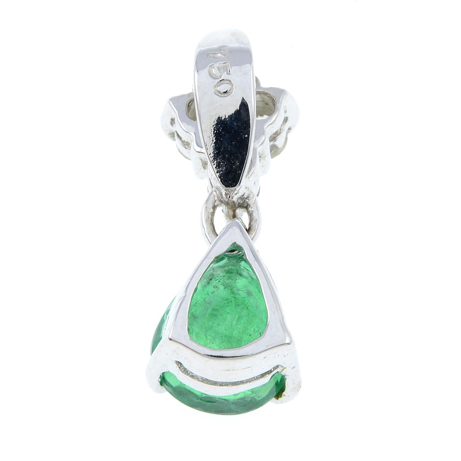 An emerald and diamond pendant. - Image 2 of 2