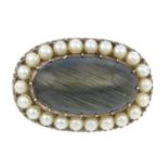 A late 19th century labradorite and split pearl brooch.