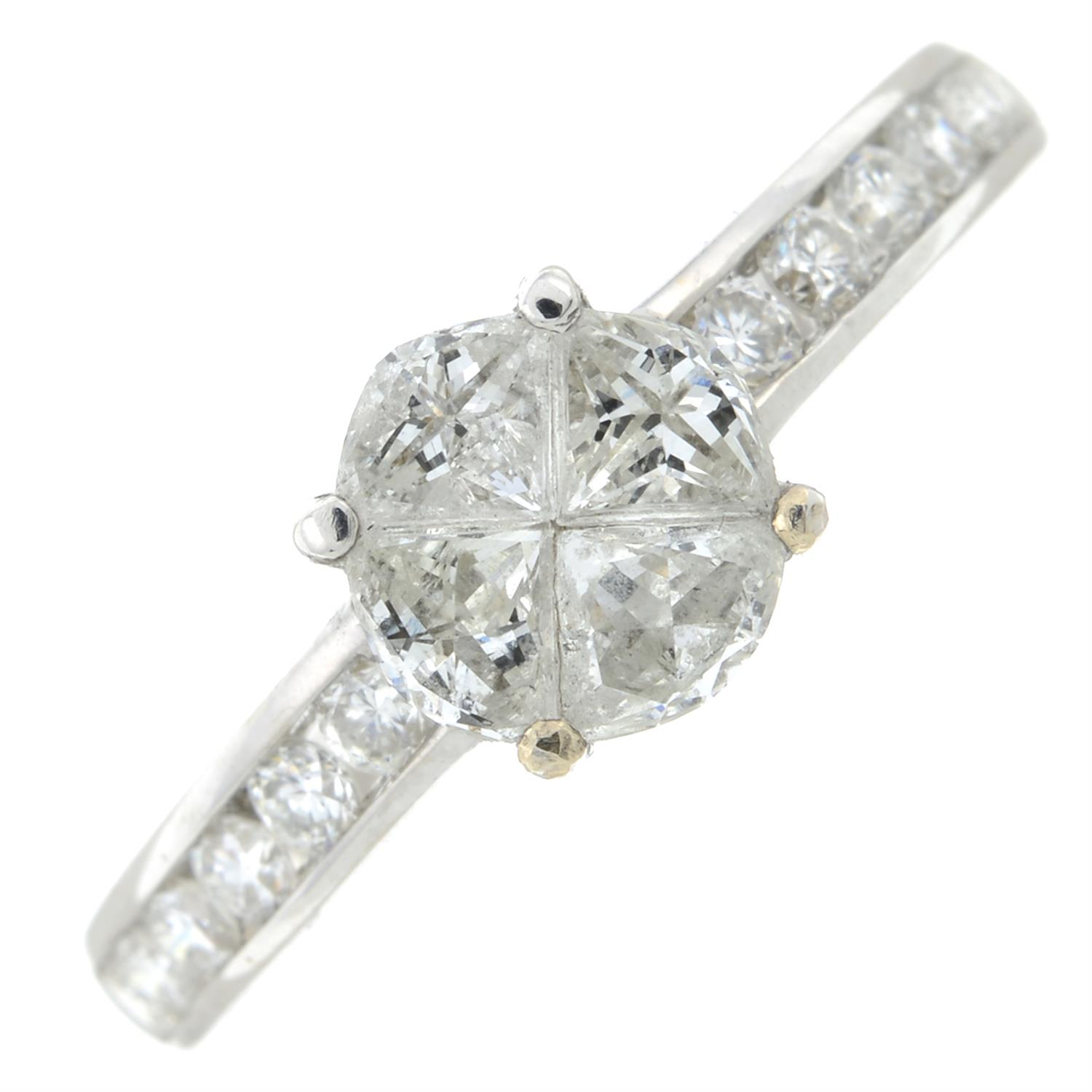 An 18ct gold vari-cut diamond dress ring.