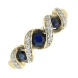 A 9ct gold sapphire and circular-cut diamond dress ring.