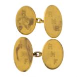 A pair of early 20th century 18ct gold cufflinks.