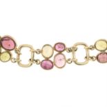 A 9ct gold vari-colour tourmaline bracelet, by C W Sellors.