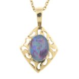 An opal triplet pendant, with 9ct gold chain.